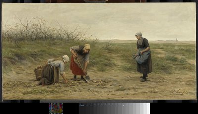 Scheveningen Women Checking a Harvested Potato Field by Philip Lodewijk Jacob Frederick Sadee